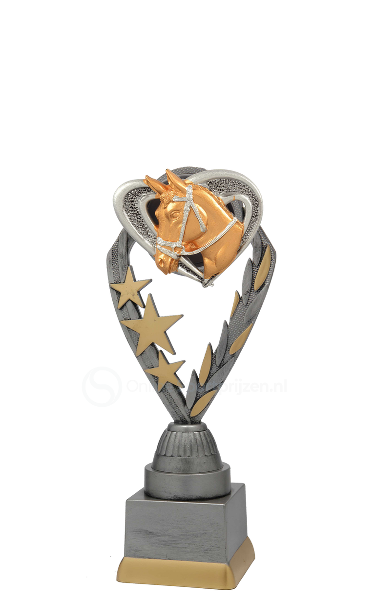 Paardensporttrofee - PFS.007 - Antiek Zilver met Kleuraccent