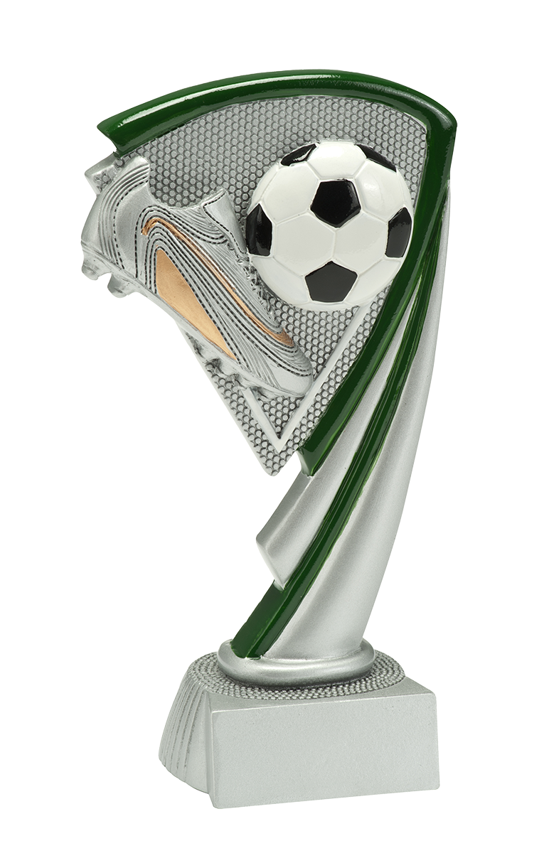 Voetbaltrofee - RE050 - Antiek Zilver met Kleuraccent