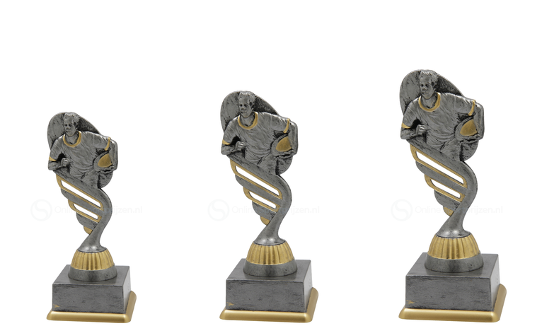 Rugbytrofee - SS1750 - Antiek Zilver / Goud