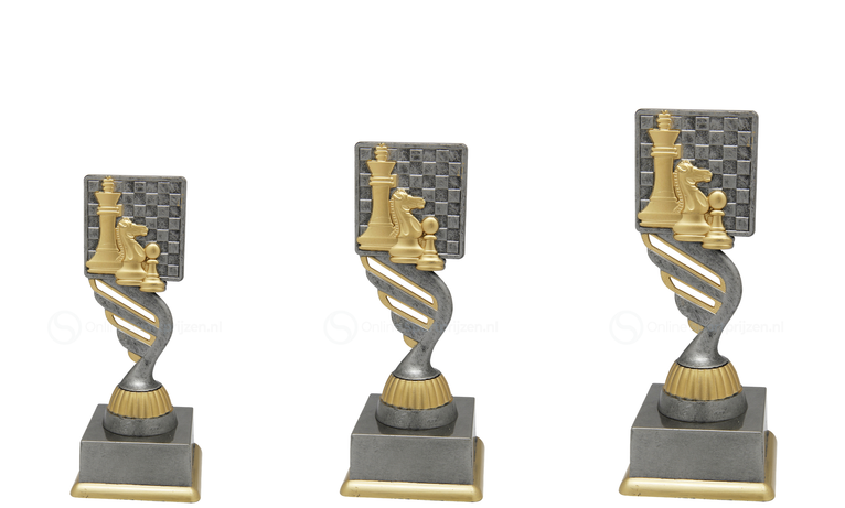 Schaaktrofee - SS1740 - Antiek Zilver / Goud