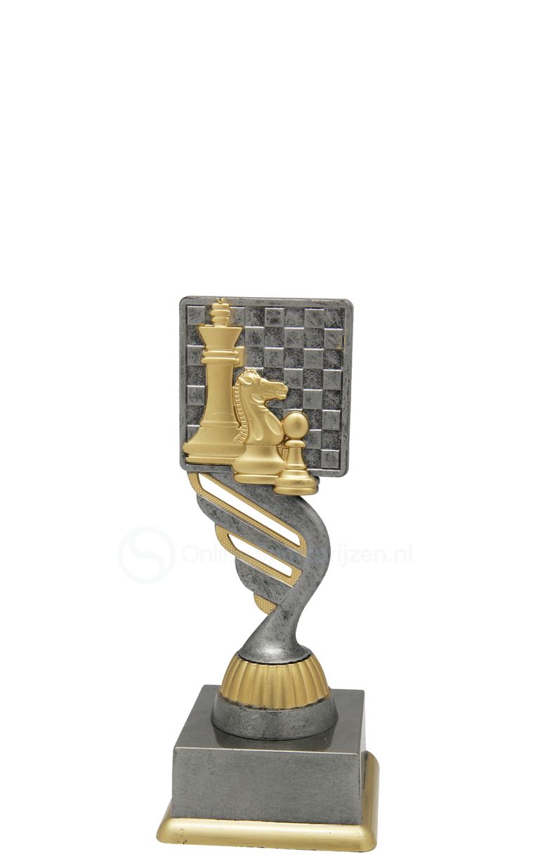 Schaaktrofee - SS1740 - Antiek Zilver / Goud