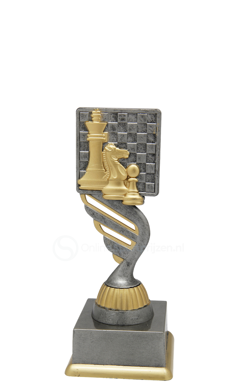 Schaaktrofee - SS1740 - Antiek Zilver / Goud