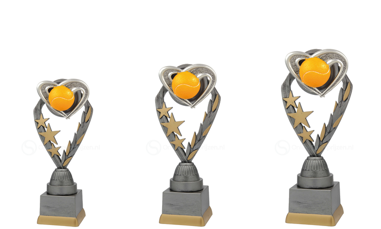 Tennistrofee - PFS.013 - Antiek Zilver met Kleuraccent