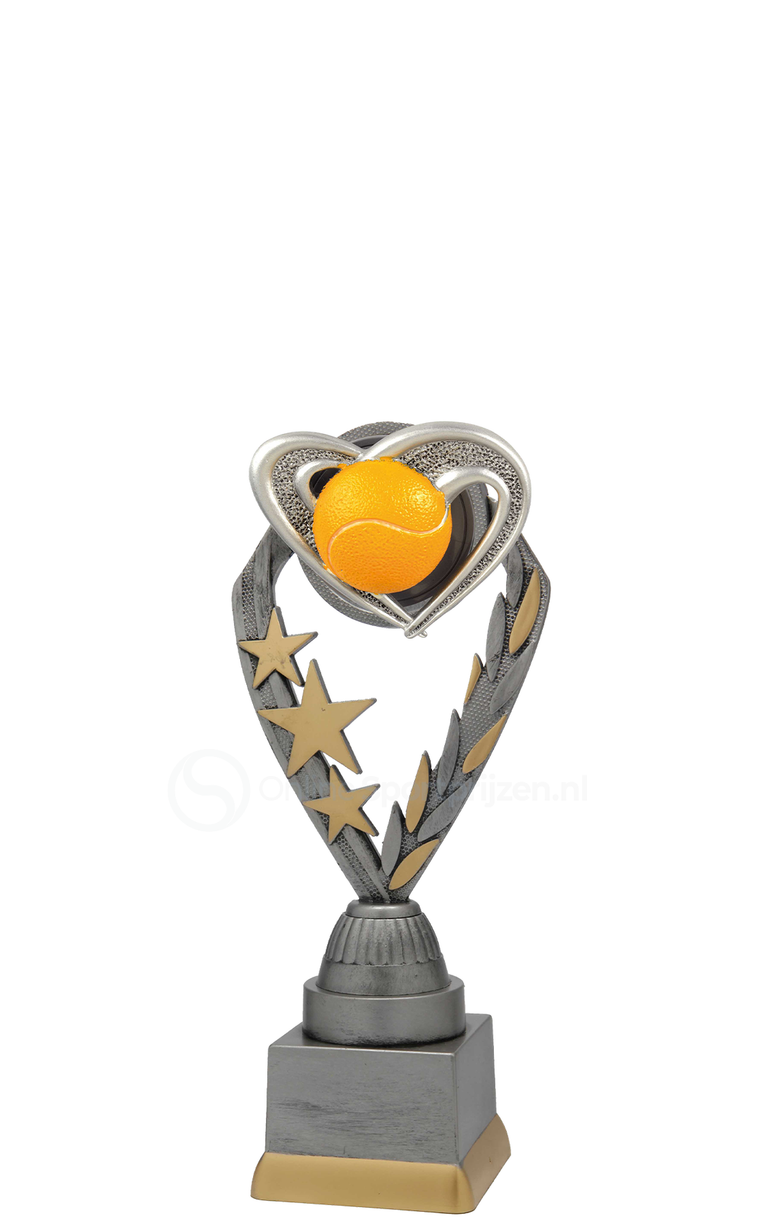 Tennistrofee - PFS.013 - Antiek Zilver met Kleuraccent