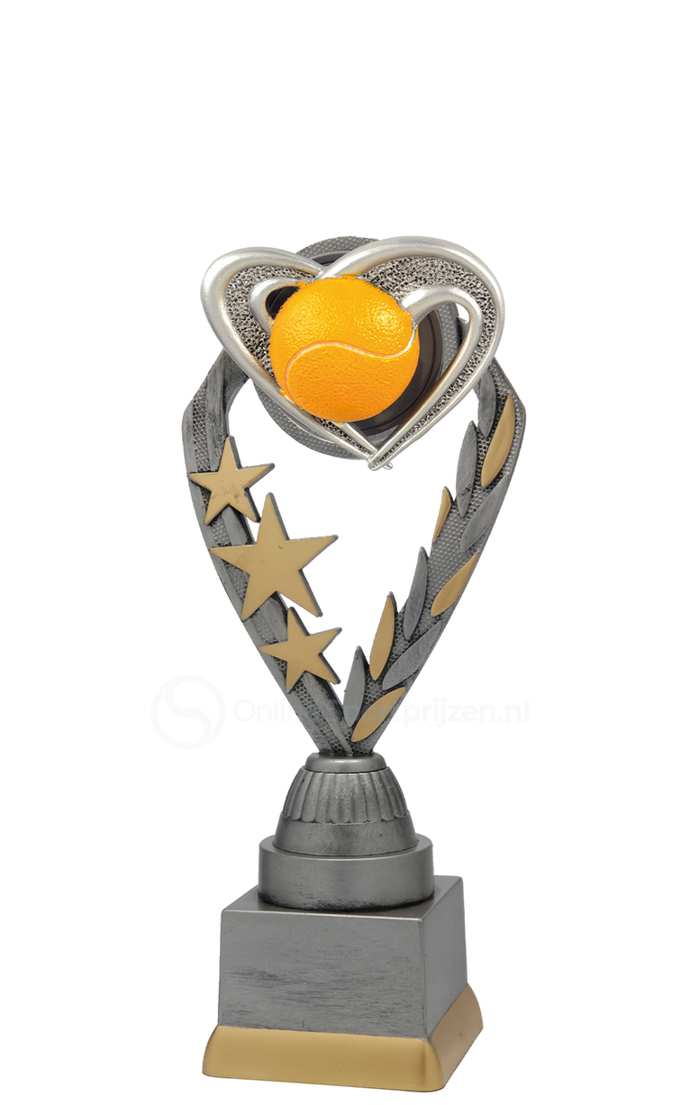 Tennistrofee - PFS.013 - Antiek Zilver met Kleuraccent