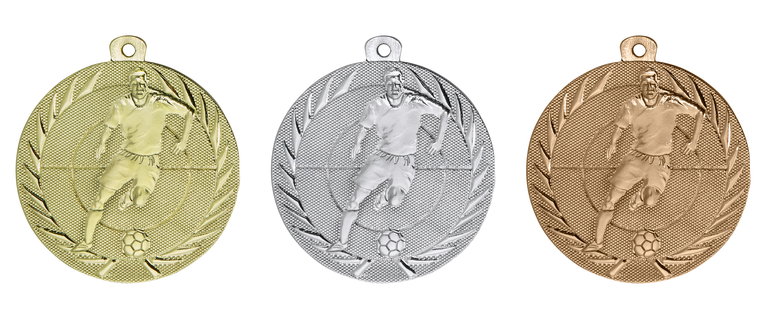 Voetbal Medaille - 50 mm - BS.ME75 - Goud, Zilver en Brons