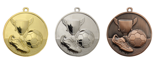 Voetbal Medaille - 50 mm - ME.047 - Goud, Zilver en Brons