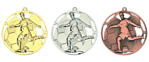 Voetbal Medaille - 50 mm - ME.060 - Goud, Zilver en Brons
