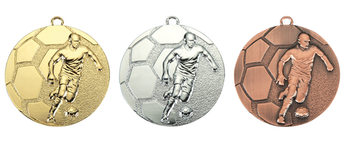 Voetbalmedaille - 50mm - D61 - Goud, Zilver en Brons