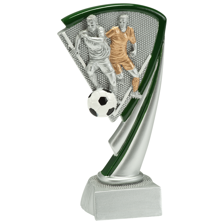 Voetbaltrofee - RE049 - Antiek Zilver met Kleuraccent