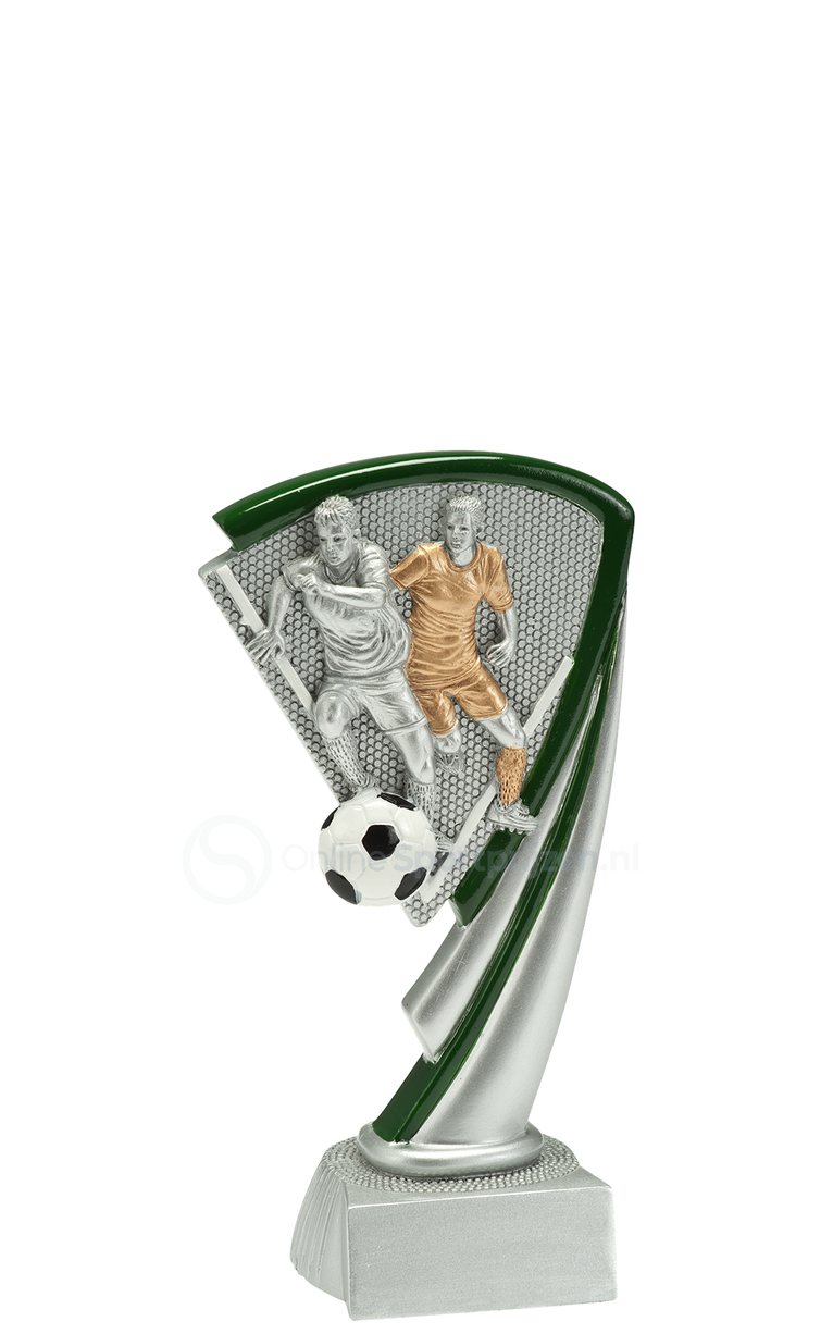 Voetbaltrofee - RE049 - Antiek Zilver met Kleuraccent