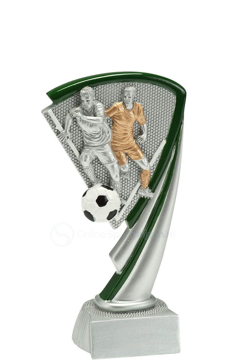 Voetbaltrofee - RE049 - Antiek Zilver met Kleuraccent